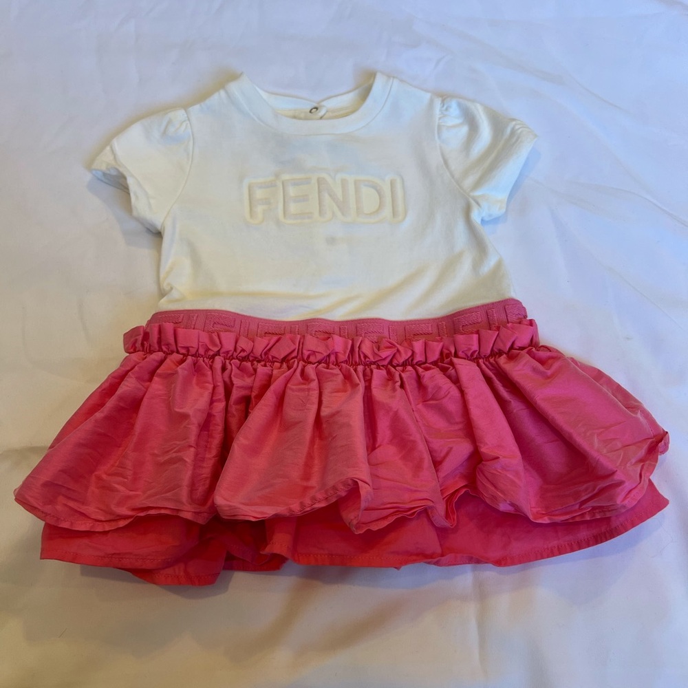 Baby girl Fendi dress 6M pink and white